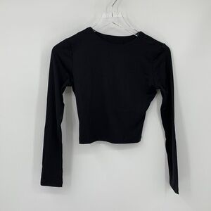 Susana Monaco long sleeve top shirt blouse jersey knit black crewneck new Small